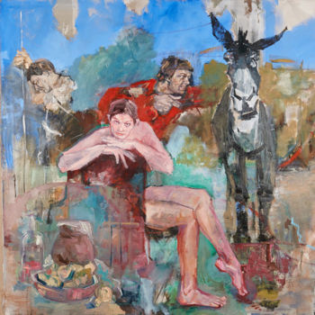 Pintura intitulada "Esel" por Arsentij Pawlow, Obras de arte originais, Óleo Montado em Armação em madeira