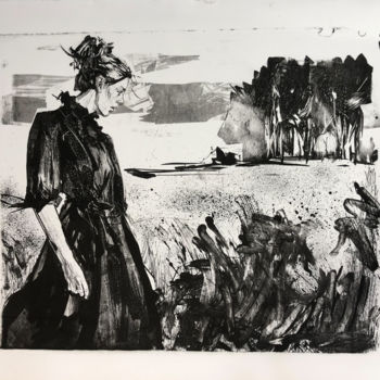 Incisioni, stampe intitolato "Spaziergang" da Arsentij Pawlow, Opera d'arte originale, Litografia
