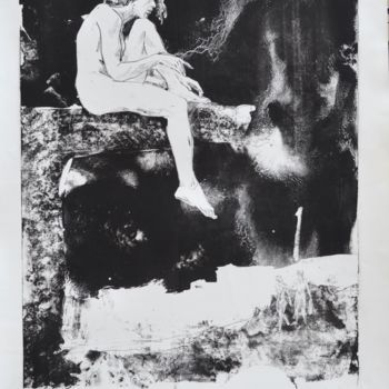 Druckgrafik mit dem Titel "Beobachterin" von Arsentij Pawlow, Original-Kunstwerk, Lithographie