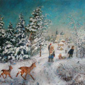 Malerei mit dem Titel "Мороз и Солнце" von Inna Riazanova, Original-Kunstwerk, Öl