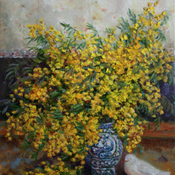 Malerei mit dem Titel "Мимоза" von Inna Riazanova, Original-Kunstwerk, Öl