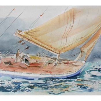 Pintura intitulada "Dan - Marine en bois" por Dan, Obras de arte originais