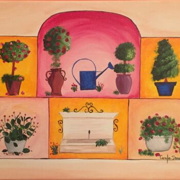 Картина под названием "Les buis et jardins" - Coralie Deroche, Подлинное произведение искусства, Акрил Установлен на Деревян…