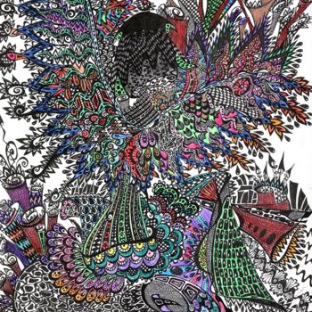 Disegno intitolato "Ангел" da Irina Shumskaia, Opera d'arte originale, Matite colorate