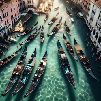 Artes digitais intitulada "les gondole à Venise" por Art Digital Visuel, Obras de arte originais, Imagem gerada por IA