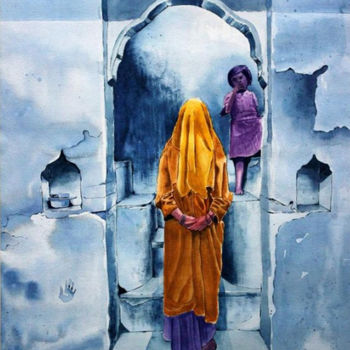 Painting titled "Accoustomed" by Durgesh Goswami, Original Artwork