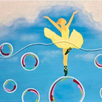 Painting titled "Ballet de bulles1" by Art Et Inclusion Projet, Original Artwork, Acrylic