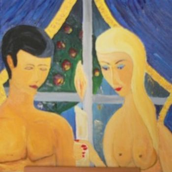 Painting titled "Adam et Eve N°1" by Jacques Bonjour, Original Artwork, Other