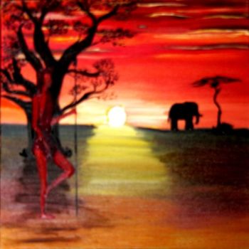 Schilderij getiteld "Africa" door Jacques Bonjour, Origineel Kunstwerk, Olie