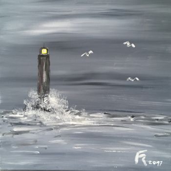 Painting titled "Le phare" by François R, Original Artwork, Acrylic