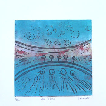 Incisioni, stampe intitolato "LA TERRE REF. 103A…" da Michèle Froment, Opera d'arte originale, incisione Montato su Altro pa…