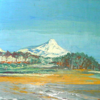 Painting titled "LES ALPILLES  REF.…" by Michèle Froment, Original Artwork, Oil Mounted on Wood Stretcher frame