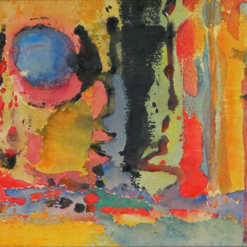 Картина под названием "LUNE BLEUE REF. 386" - Michèle Froment, Подлинное произведение искусства, Масло Установлен на Деревян…