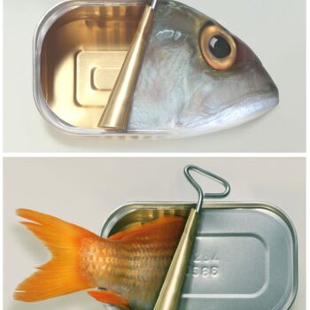 Цифровое искусство под названием "Fish Can & Fish Can…" - Art Grafts, Подлинное произведение искусства, Фотомонтаж