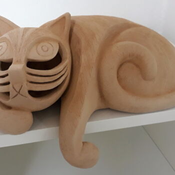 Skulptur mit dem Titel "Katze" von Jana Linn, Original-Kunstwerk, Ton