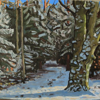 Ζωγραφική με τίτλο "Om vinteren" από Amund Gravdal Gravdal, Αυθεντικά έργα τέχνης, Λάδι