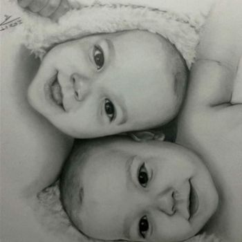 Dessin intitulée "Twins" par Ifrit, Œuvre d'art originale, Crayon