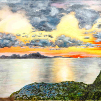 Painting titled "Magic sunset" by Irina Ivakina, Original Artwork, Oil