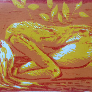 Printmaking titled "roig1.jpg" by Laya Garcia, Original Artwork, Xylography