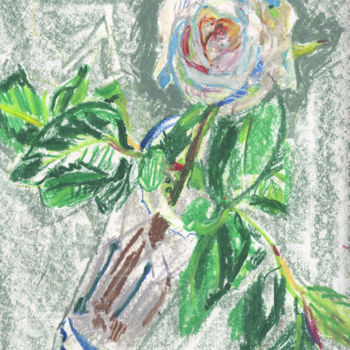 Drawing titled "Белая роза." by Iulia Lomova Ustiugova, Original Artwork