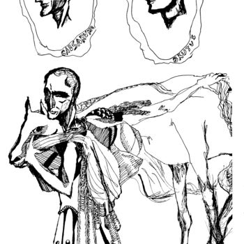 Disegno intitolato "Цезарь" da Iulia Lomova Ustiugova, Opera d'arte originale