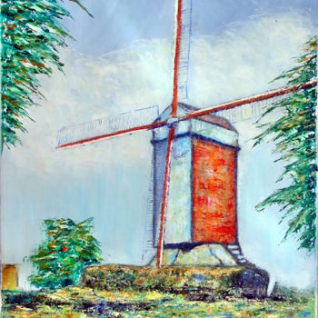 Malerei mit dem Titel "le moulin" von Madi, Original-Kunstwerk, Öl