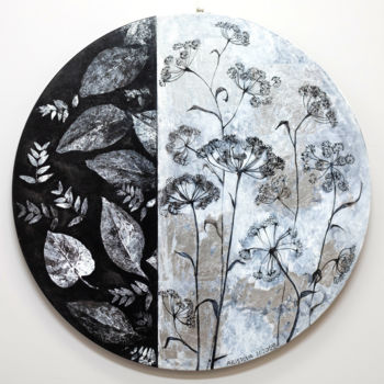 Malerei mit dem Titel "Herbal motifs 4" von Maria Aristova, Original-Kunstwerk, Acryl Auf Keilrahmen aus Holz montiert