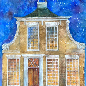 Painting titled "The house where Chr…" by Maria Aristova, Original Artwork, Watercolor