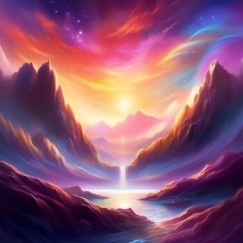Digitale Kunst getiteld "Sunrise" door Art_master, Origineel Kunstwerk, AI gegenereerde afbeelding