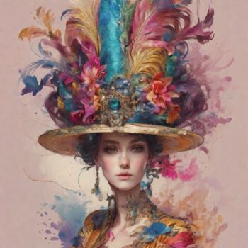 Цифровое искусство под названием "Woman with a hat #8" - Art_master, Подлинное произведение искусства, Изображение, сгенерир…