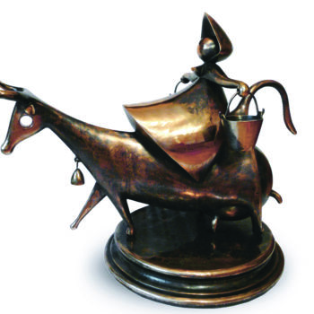 Sculpture intitulée "Крестьянка" par Pavel Mylnikov, Œuvre d'art originale, Bronze