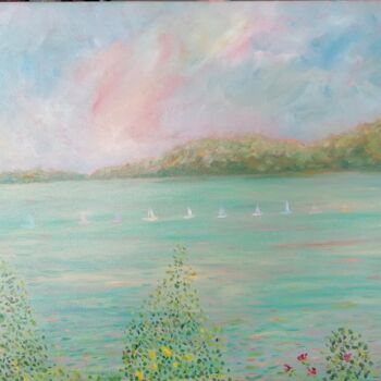 Painting titled "Lake" by Petar Šibenik, Original Artwork, Oil