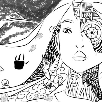 Grafika cyfrowa / sztuka generowana cyfrowo zatytułowany „Pocahontas revisitée” autorstwa Art'S Line, Oryginalna praca, Mala…