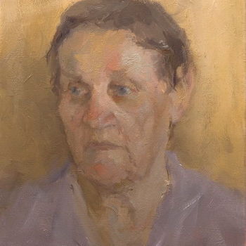 Malerei mit dem Titel "Portrait of grandmo…" von Eugenie Sizov, Original-Kunstwerk