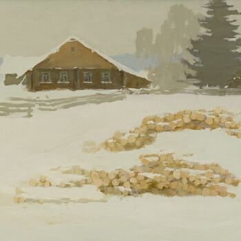 Malarstwo zatytułowany „Firewood” autorstwa Eugenie Sizov, Oryginalna praca, Olej