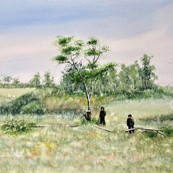 Картина под названием "La guerre des Khmer…" - Art.Svan, Подлинное произведение искусства, Акварель