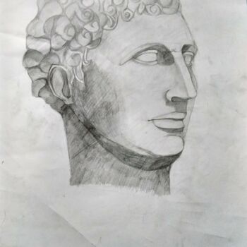 Картина под названием "Гипсовая голова #2" - Art-Teodora, Подлинное произведение искусства, Карандаш