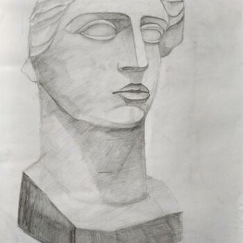 Картина под названием "Гипсовая голова #3" - Art-Teodora, Подлинное произведение искусства, Карандаш