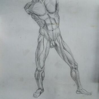Картина под названием "Фигура мужчины" - Art-Teodora, Подлинное произведение искусства, Карандаш