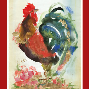 Картина под названием "Солнечная птица 4" - Tatiana Ponomareva, Подлинное произведение искусства, Акварель