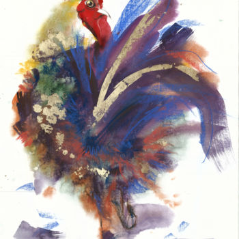 Pittura intitolato "Солнечные птицы "ДЕ…" da Tatiana Ponomareva, Opera d'arte originale, Acquarello