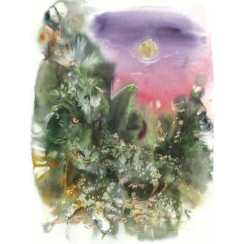 Ζωγραφική με τίτλο "ДРАКОН -хранитель г…" από Tatiana Ponomareva, Αυθεντικά έργα τέχνης, Ακουαρέλα