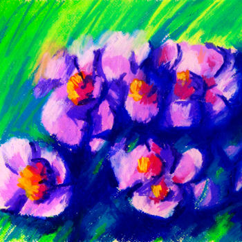 Painting titled "Wild flower" by Art Trinhmai, Original Artwork, Pastel