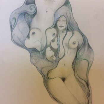 Drawing titled "Cocoon" by Art-Water, Original Artwork, Pencil