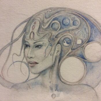 Malerei mit dem Titel "Medusa" von Art-Water, Original-Kunstwerk, Aquarell