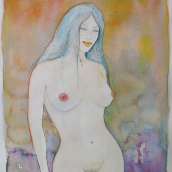Malerei mit dem Titel "Flore ( nu, nude)" von Art-Water, Original-Kunstwerk, Aquarell