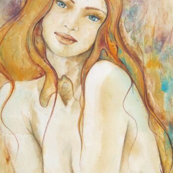 Painting titled "intime" by Art-Water, Original Artwork, Watercolor