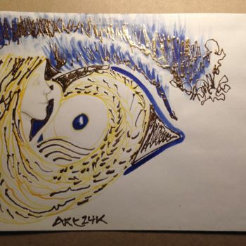 Drawing titled "ART POSTAL le blé" by Art24k, Original Artwork, Ink