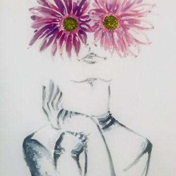 Schilderij getiteld "Flowers’ Eyes" door Larysa Strygaczowa, Origineel Kunstwerk, Acryl