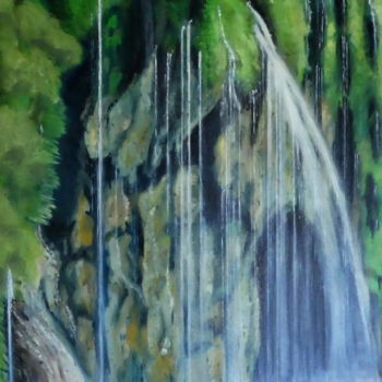 Malerei mit dem Titel "Plitwitzer Wasserfä…" von Urs, Original-Kunstwerk, Öl